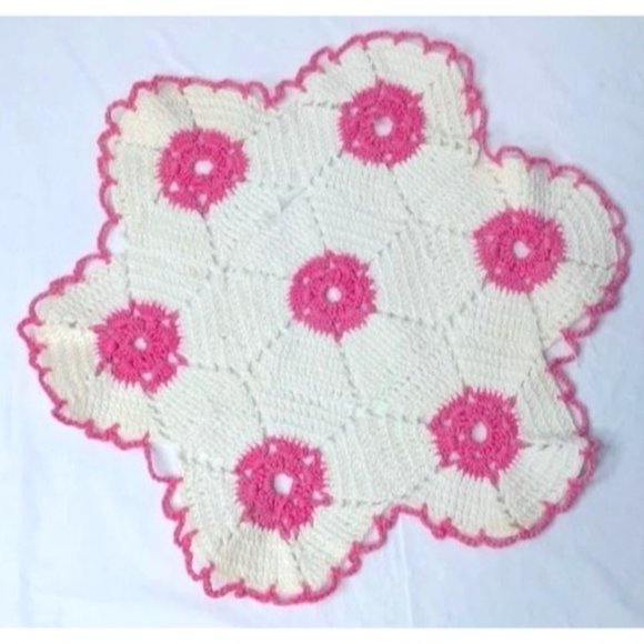 Handmade Crocheted Doilies Two Multiple Colors Table Decor Accents Powder Room - Picture 2 of 8